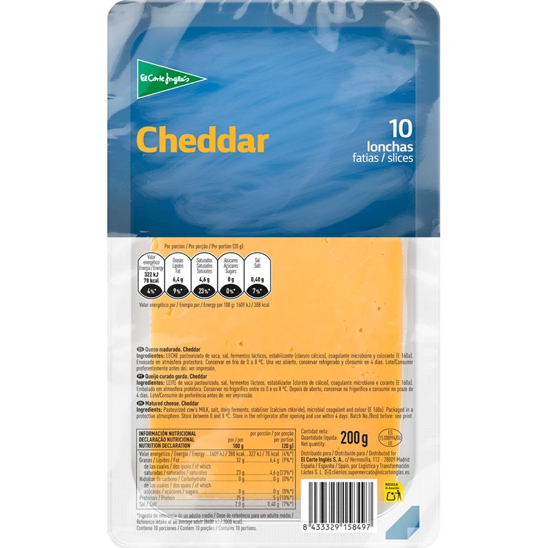 Queijo Fatiado Cheddar 200 g