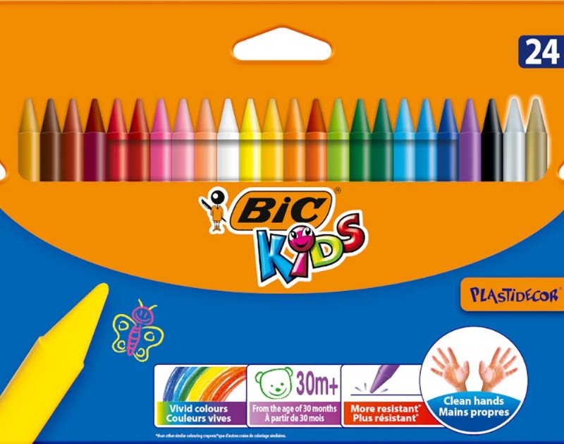 Lápis De Cera Kids Bic Plastidecor 24 Unidades