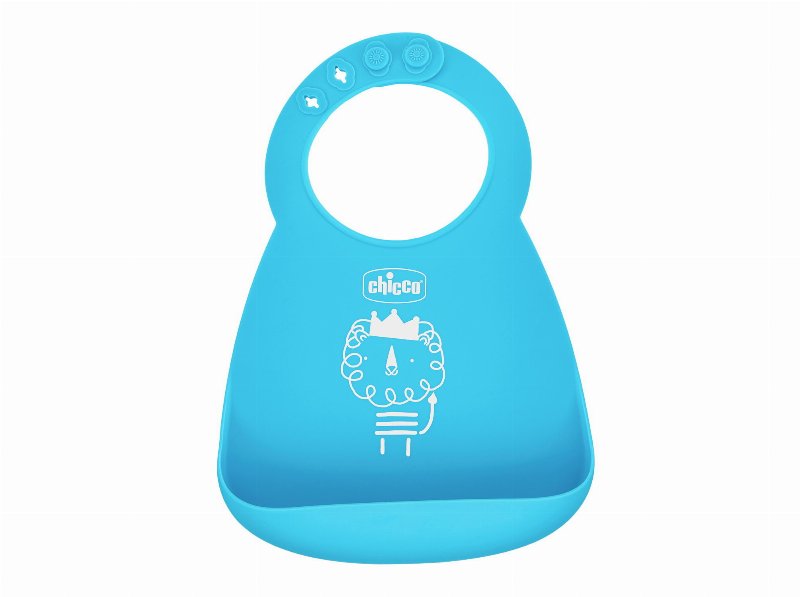 Babete Chicco Silicone Azul 6M+