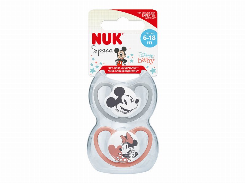 Chupeta Space Nuk Minnie Silicone 6-18M 2Un