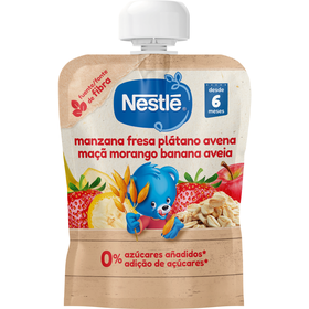 Saqueta De Fruta Maçã, Morango, Banana E Aveia +6M Nestlé 90 gr