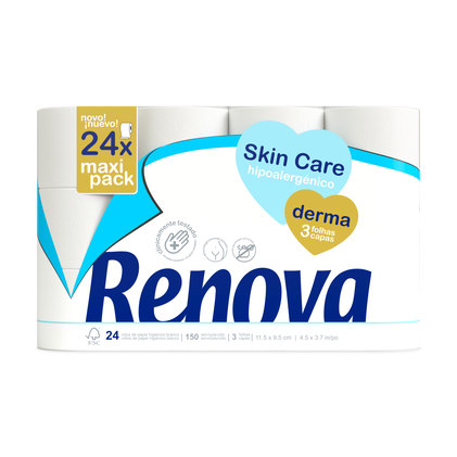 Papel Higiénico 3 Folhas Derma Skin Care Renova 24Un