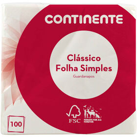 Guardanapos 1 Folha Branco Continente 100 Un