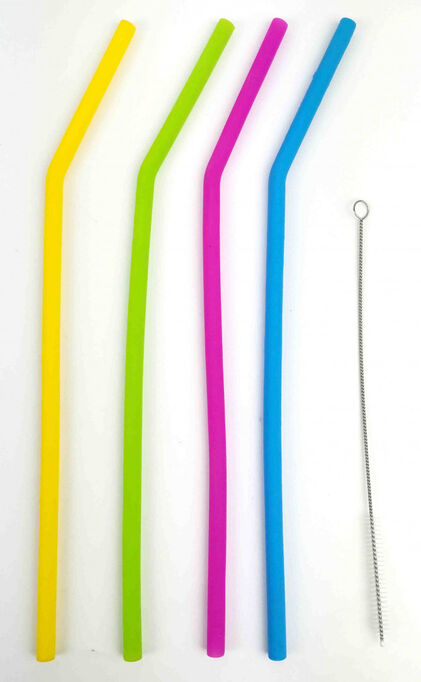 Conjunto 4 Palhinhas Reutilizáveis Silicone Smukee