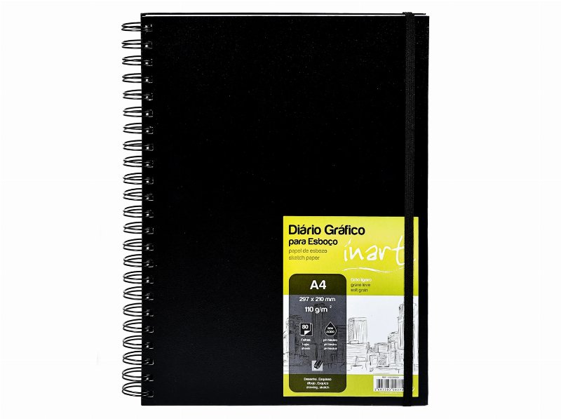 Diário Gráfico Esboço Inart Espiral A4 110 g 80 Folhas