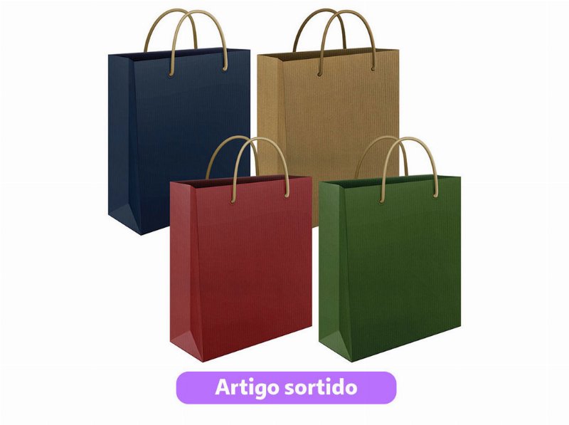 Saco Papel Kraft Mitos Medium 22X31X10Cm Cores Sortidas