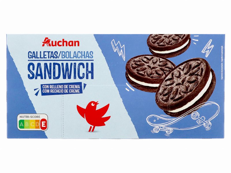 Bolacha Auchan Sandwich Cacau 220 g