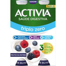 Iogurte Líquido Bifidus Triplo 0% Frutos Silvestres Sem Lactose Activia Danone 620 gr (4 Un)