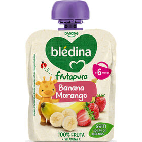 Saqueta De Fruta Banana E Morango Frutapura +8M Blédina 85 gr