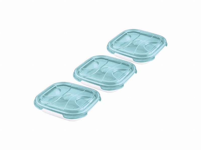Conjunto De 3 Caixas Herméticas Actuel Plástico Azul Rectangular 0.8 l
