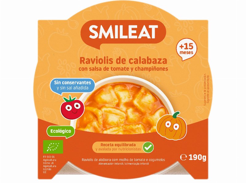 Refeições Smileat Ravioli Abóbora Bio 190 g