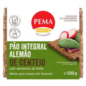 Pão Alemão Integral De Centeio Com Sementes De Linho Pema 500 gr