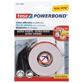 Fita Adesiva Dupla Face 19Mmx1,5Mts Powerbond Ultra Strong Branca Tesa 1 Un