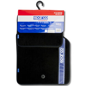 Conjunto 4 Tapetes Alcatifa Preto/Azul Sparco 4 Un