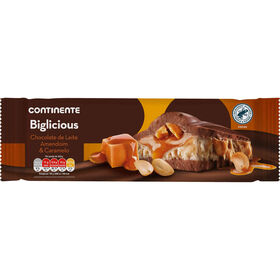 Tablete De Chocolate De Leite, Amendoim E Caramelo Biglicious Continente 295 gr