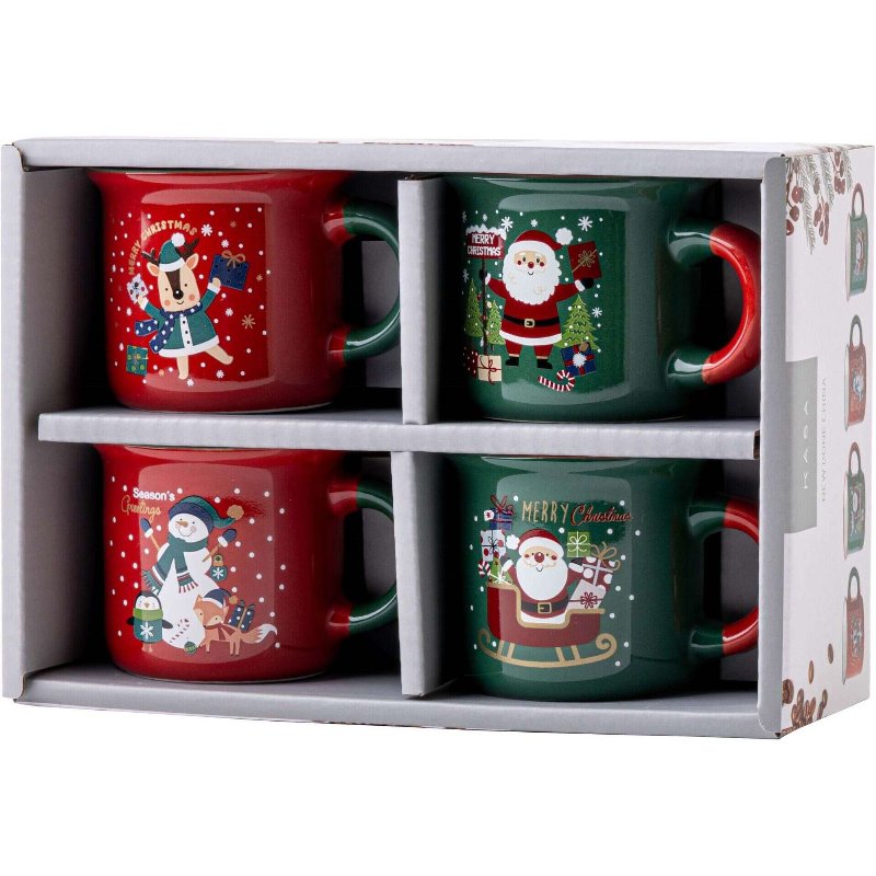 Conjunto 4 Chávenas Café Vintage Bonecos Natal Kasa