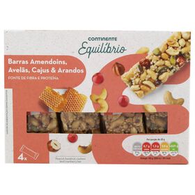 Barras De Amendoim, Avelã, Caju E Arando Continente Equilíbrio 100 gr (4 Un)