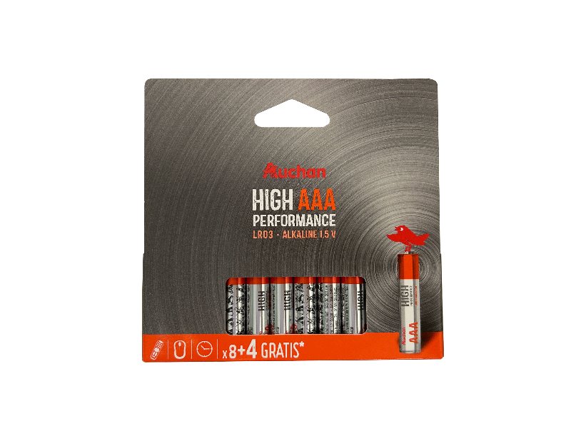 Pilhas Alcalinas Aaa Auchan Lr03 1.5V 8+4 Unidades