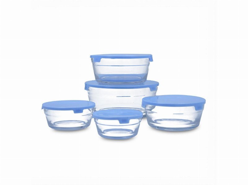 Conjunto 5 Caixas Herméticas Tampa Azul Quid 16 cl/25 cl/44 cl/65 cl/110 cl