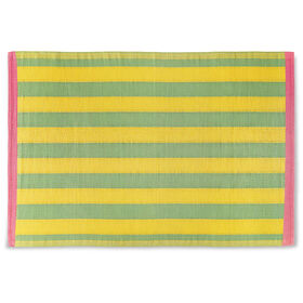 Tapete Polipro Riscas Verde E Amarelo Kasa