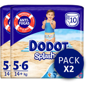 Fraldas Cueca Banho Splashers +14 kg T5 Dodot 20 Un (2 X 10 Un)