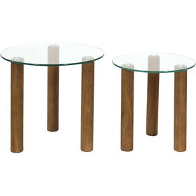 Conjunto De 2 Mesas De Apoio Vidro Clara