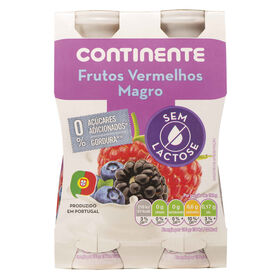 Iogurte Líquido Magro Frutos Vermelhos Sem Lactose Continente 640 gr (4 Un)
