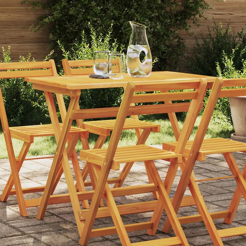 Hkh Mesa De Jardim Dobrável Retangular 100X55X75 Cm Madeira Sólida De Acácia - Castanho