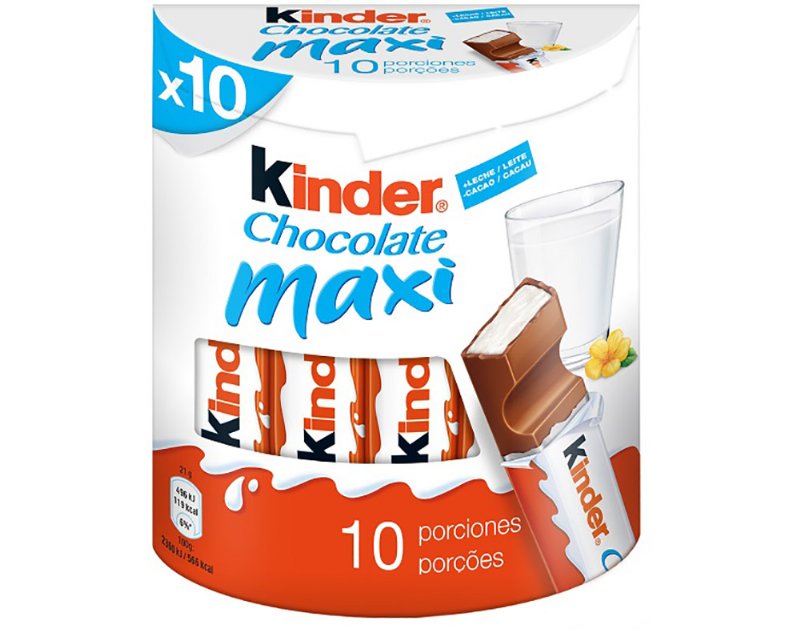 Barrinhas Chocolate Kinder Leite Maxi T10 210 g