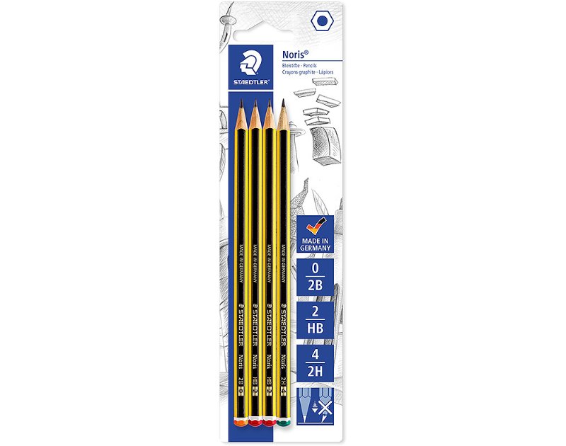 Lápis Grafite Noris Staedtler 2B+2Xhb+2H 4 Unidades