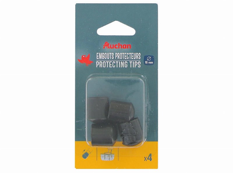 Patins Protectores Auchan Preto Para Encaixar 4 Peças 16Mm