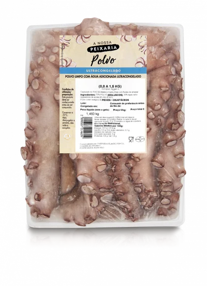 Polvo Limpo Congelado 0,8 A 1,5Kgs Nossa Peixaria 1Kg
