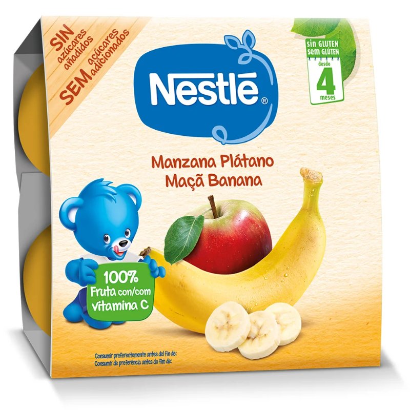Puré De Fruta Nestlé Maçã E Banana 4X100 g