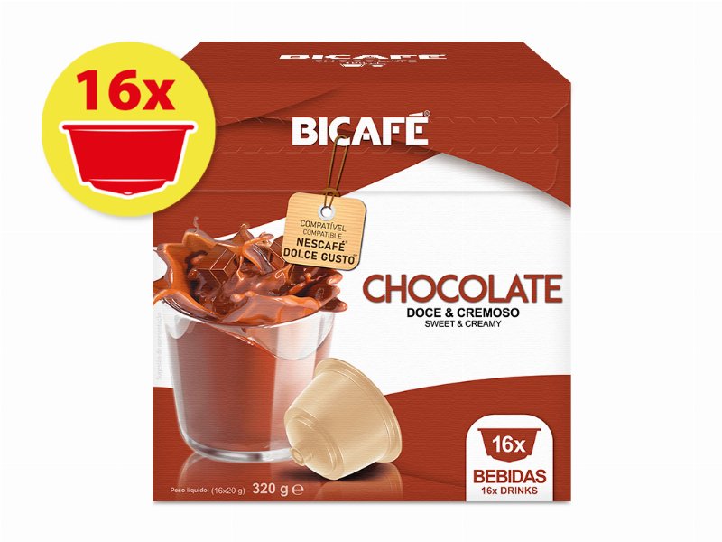 Cápsulas Bicafé Café Compatível Dolce Gusto Chocolate 16Un
