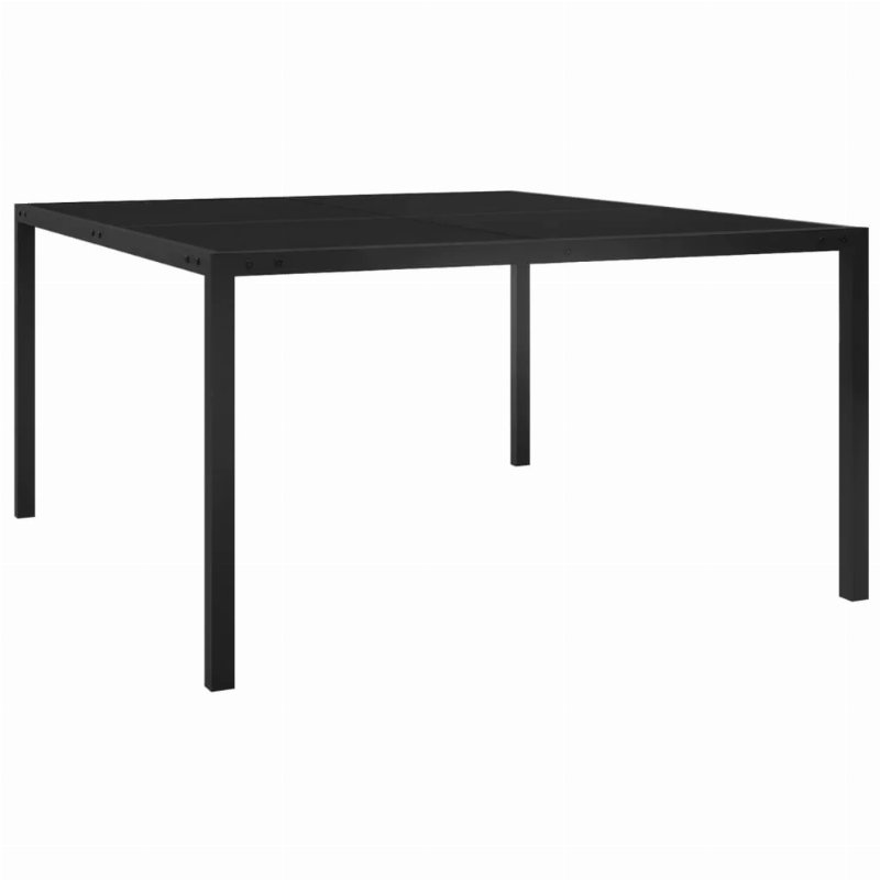 Hkh Mesa De Jardim 130X130X72 Cm Aço E Vidro - Preto