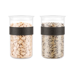 Conjunto 2 Frascos Plástico Com Tampa E Faixa Silicone Preta 1 l Presso Bodum