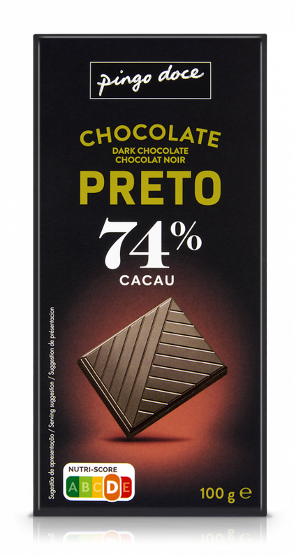 Tablete De Chocolate Negro 74% De Cacau Pingo Doce 0.1Kg