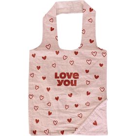 Saco Dobrável Love You 70X40Cm Rosa Kasa
