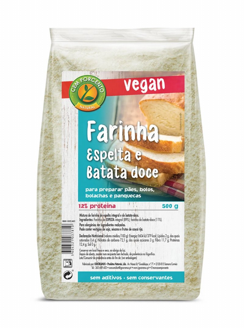 Farinha Cem Porcento Espelta E Batata-Doce 500 g
