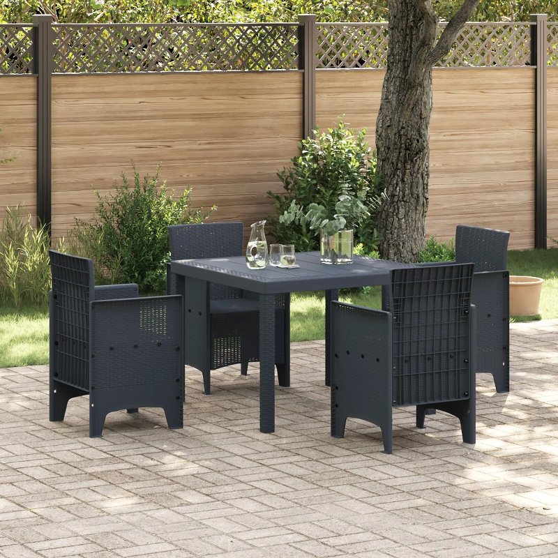 Hkh Mesa De Jardim 100X100X73 Cm Em Rattan Sintético - Antracite