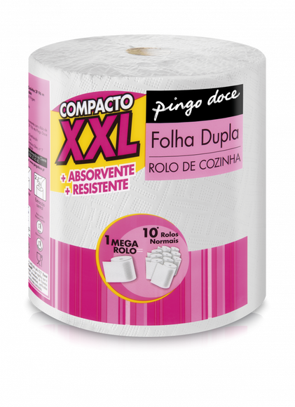 Rolo De Cozinha 2 Folhas Mega 1=10 Rolos Pingo Doce 1Un