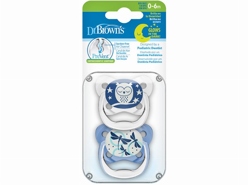 Chupeta Dr. Brown's Prevent Noite Azul 0-6M 2Un