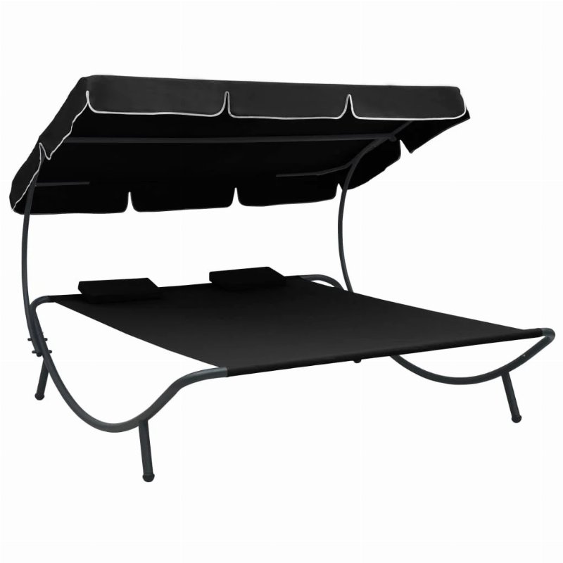 Hkh Espreguiçadeira Com Toldo E Almofadas - Preto