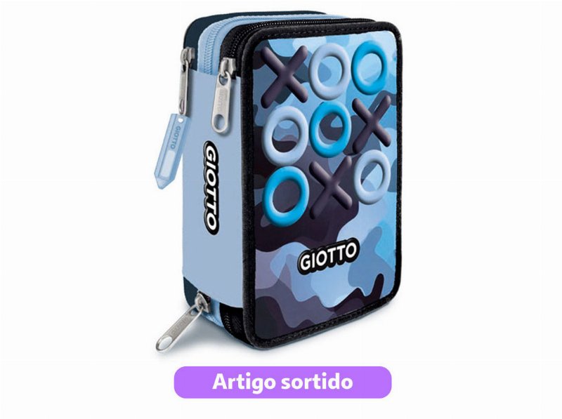 Estojo Organizador Giotto 3 Fechos Com Carga 20X8X14Cm Cores Sortidas