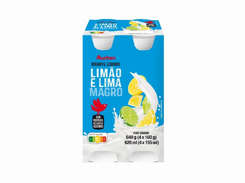 Iogurte Líquido Magro Auchan Lima Limão 4X160 g