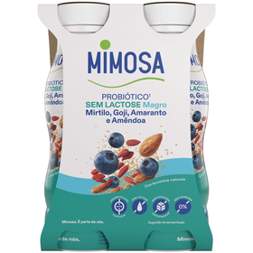 Iogurte Liquído Magro Probiótico Mirtilo, Goji, Amaranto E Amêndoa Sem Lactose Mimosa 604 gr (4 Un)