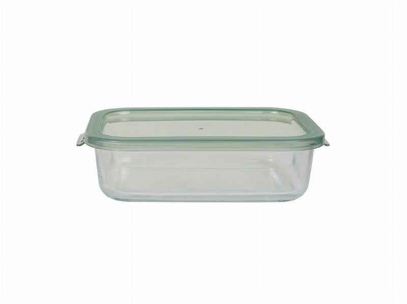 Caixa Hermética Vidro Actuel Rectangular Tampa Verde 0.95 l
