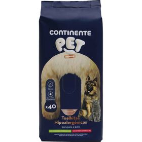 Toalhitas Hipoalergénicas Pele E Pelo Para Cão E Gato Continente Pet Premium 1 Un