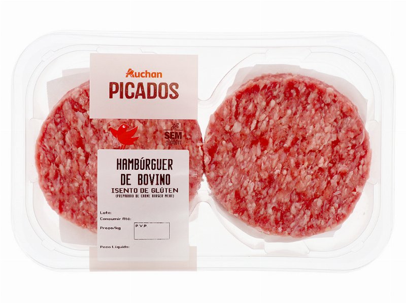 Hamburgueres De Bovino Isento De Glúten Auchan 4*100 gr