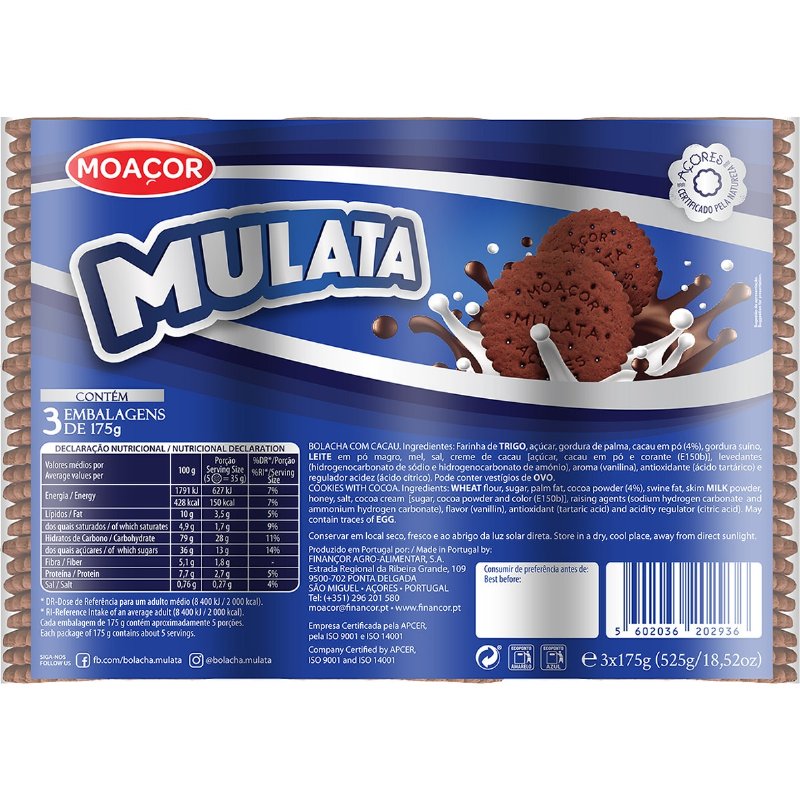 Bolachas Mulata Pack 3 Unidades 175 g